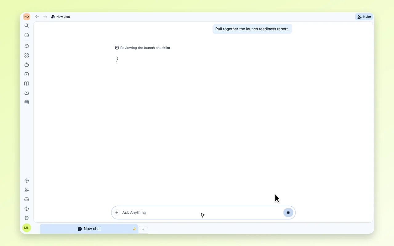 An answer being written in the chat, with the pointer resting on the Stop button beside the message box.